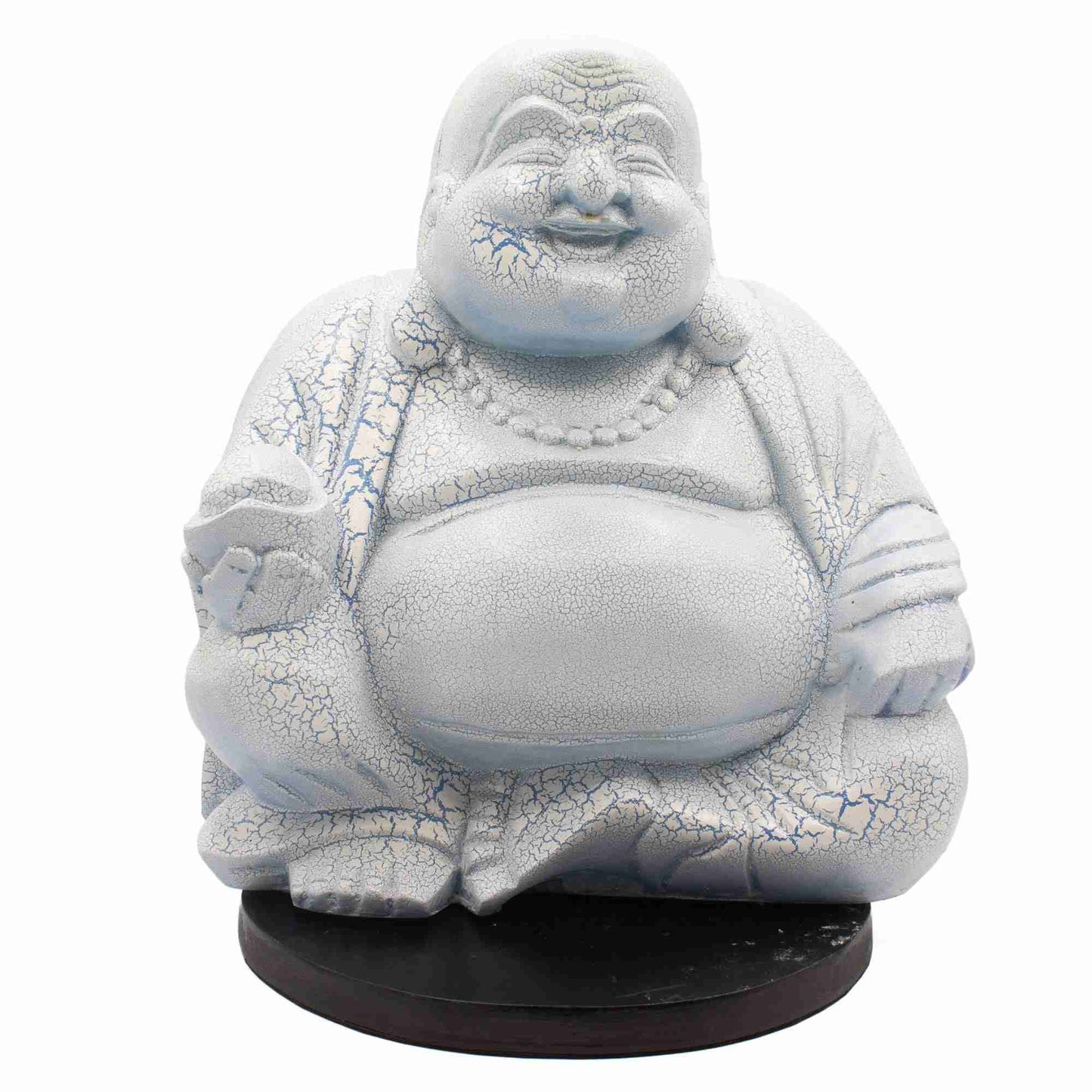 Laughing Buddha Lamp, Sky Blue on a white background.