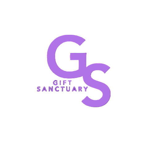 Purple 'GS' logo with 'Gift Sanctuary' text on a black background
