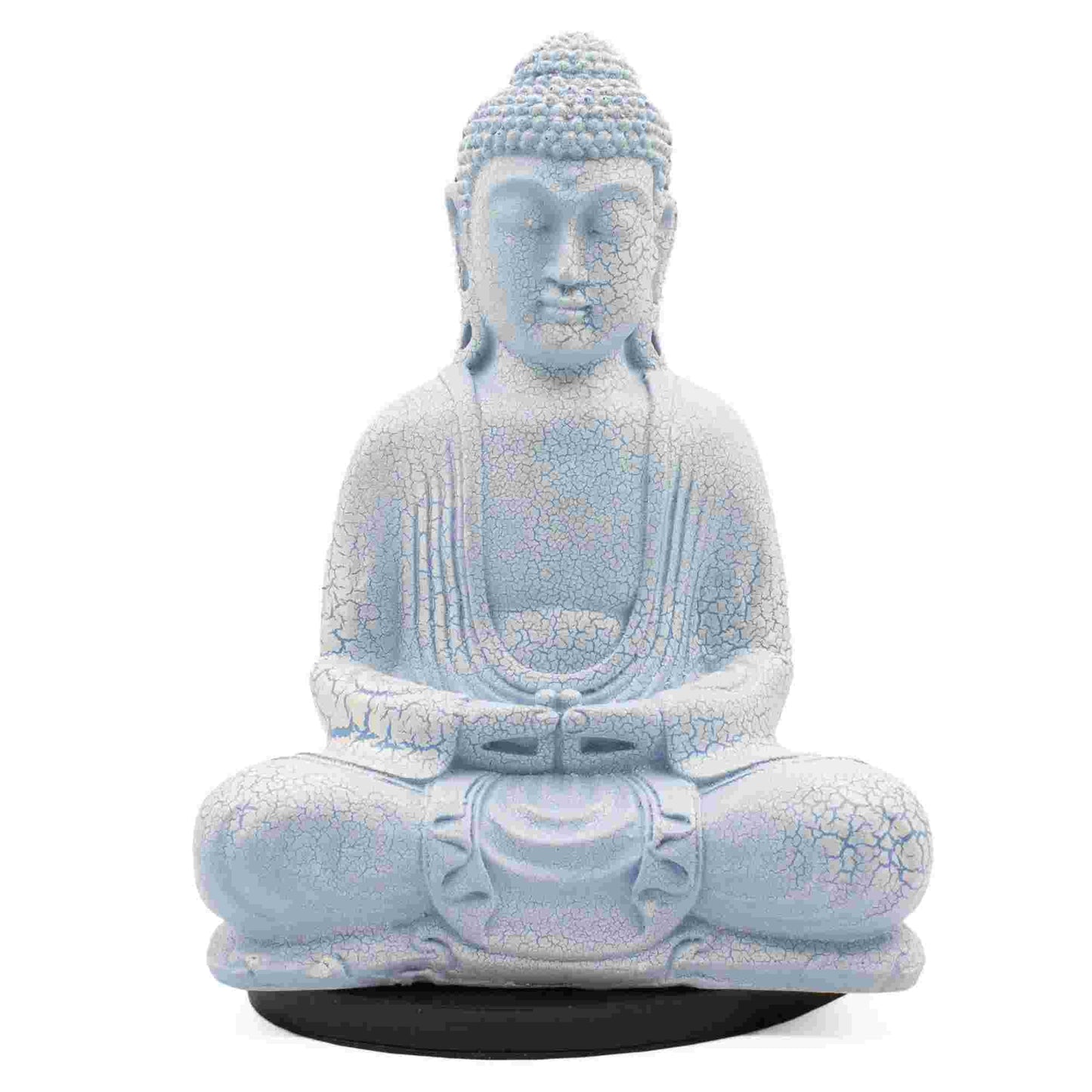Meditation Buddha Lamp, Sky Blue on a white background.