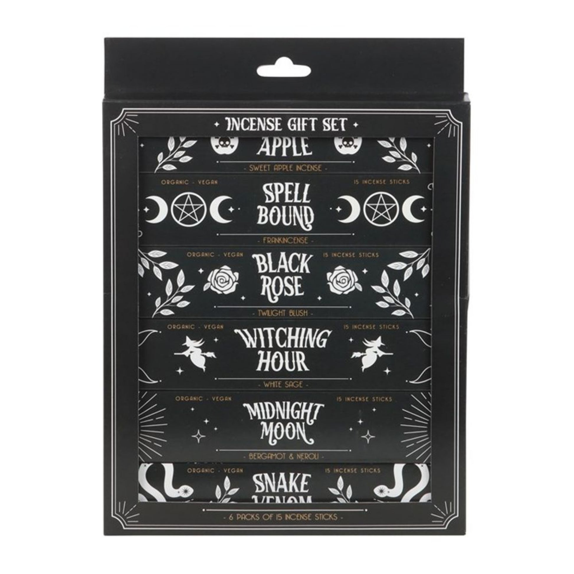 black box of 6 packs of incense sticks on a white background