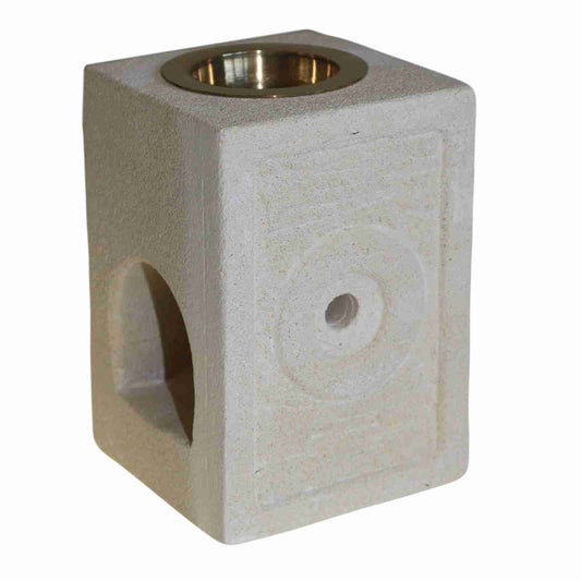 Stone Oil Burner - Square Moorish on a white background