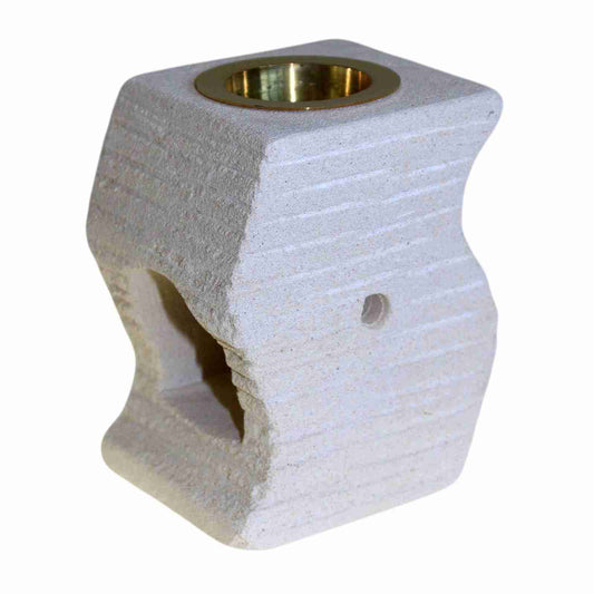 Stone Oil Burner with a Stepped Wave on a white background