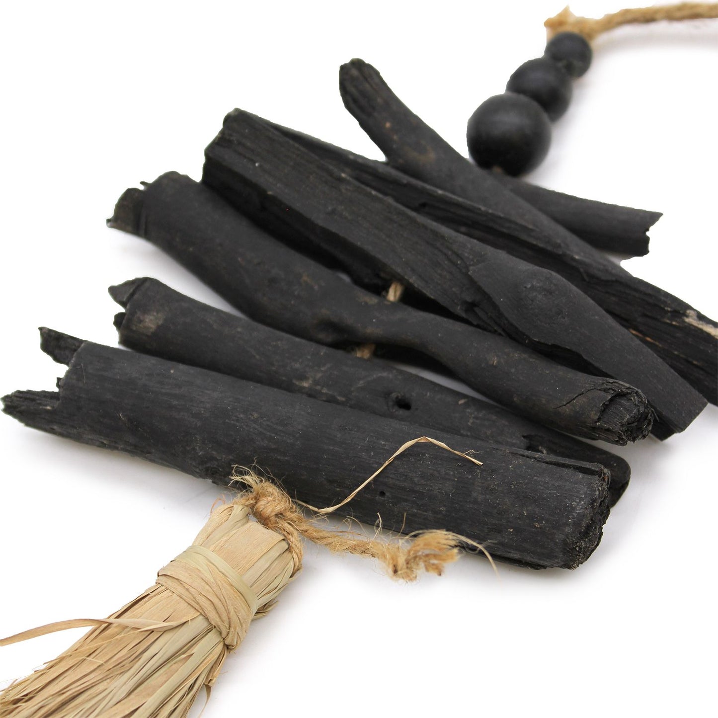 Hanging  Driftwood Tassel close up view