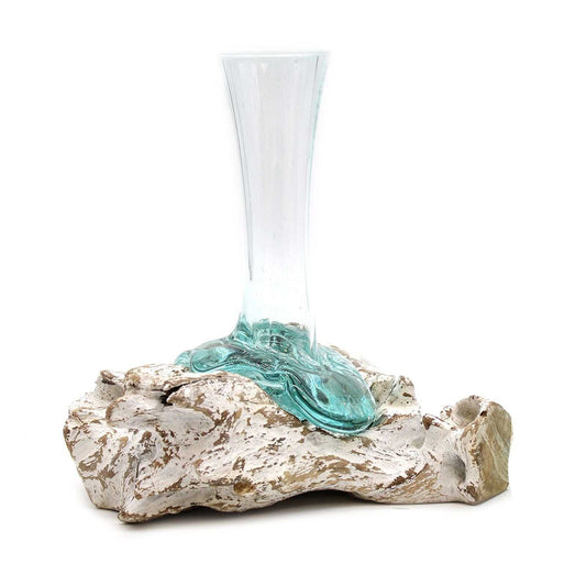 Molten Glass on Whitewash Wood - Vase - Medium on a white background