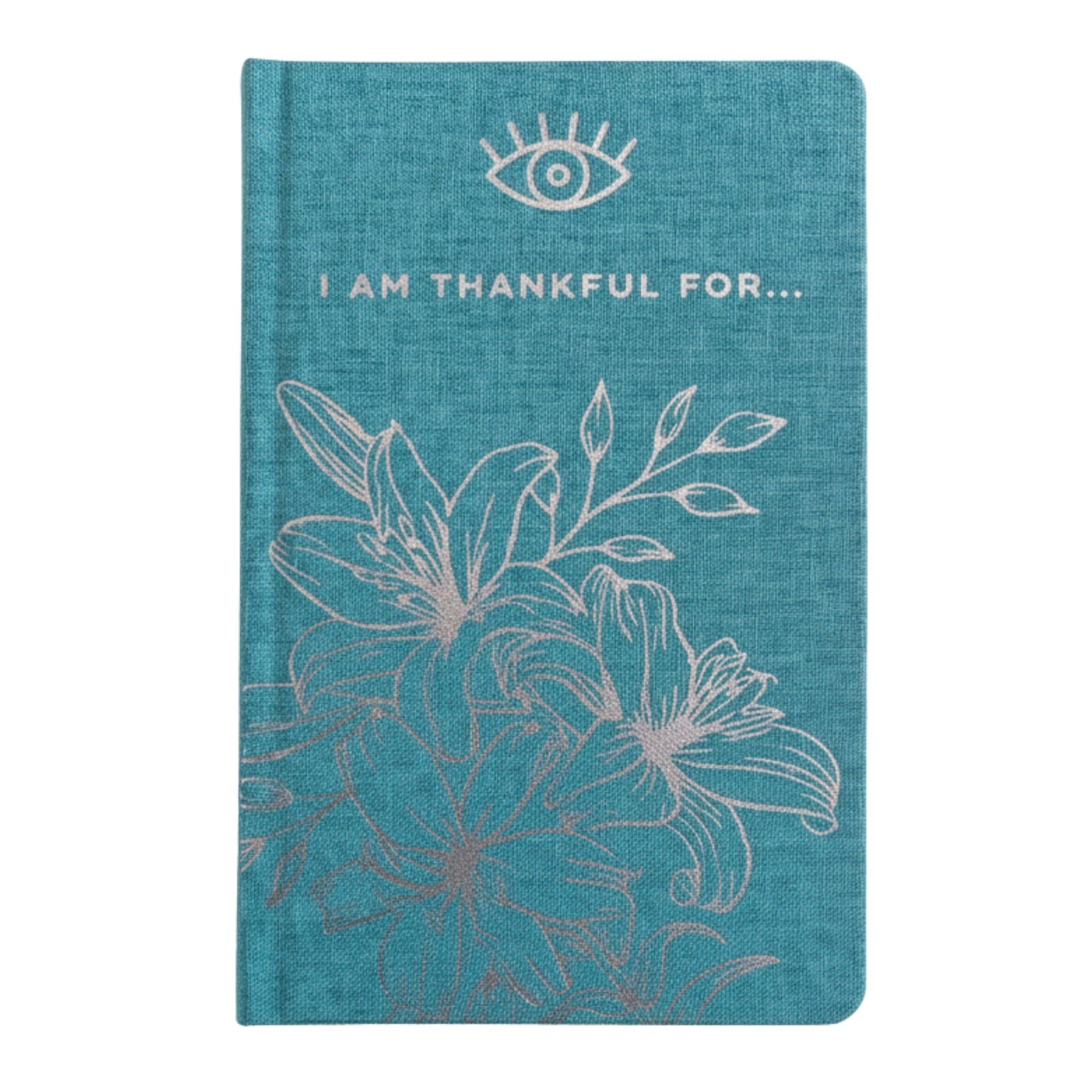 Blue Gratitude Journal with Silver Lining - 120 pages - I am Thankful For (front view)