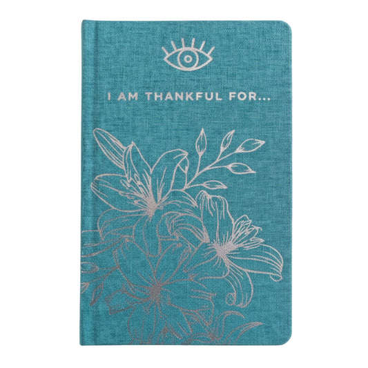 Blue Gratitude Journal with Silver Lining - 120 pages - I am Thankful For (front view)