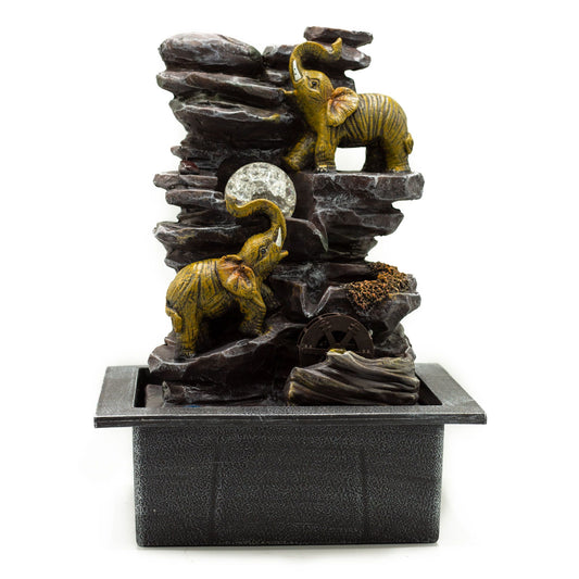 35cm elephant water fountain with crystal ball and water wheel - good luck meditation decor