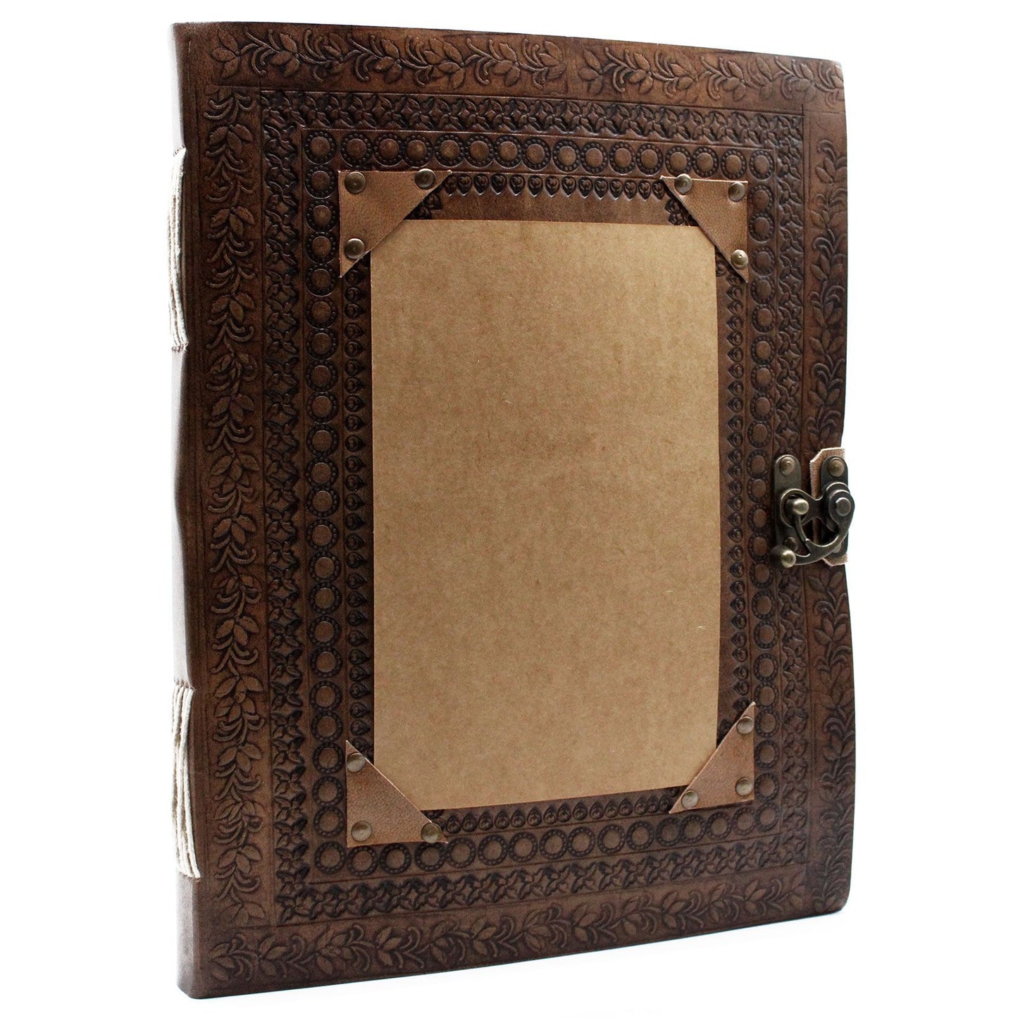 Huge Customisable Visitor Leather Book with clasp on a white background