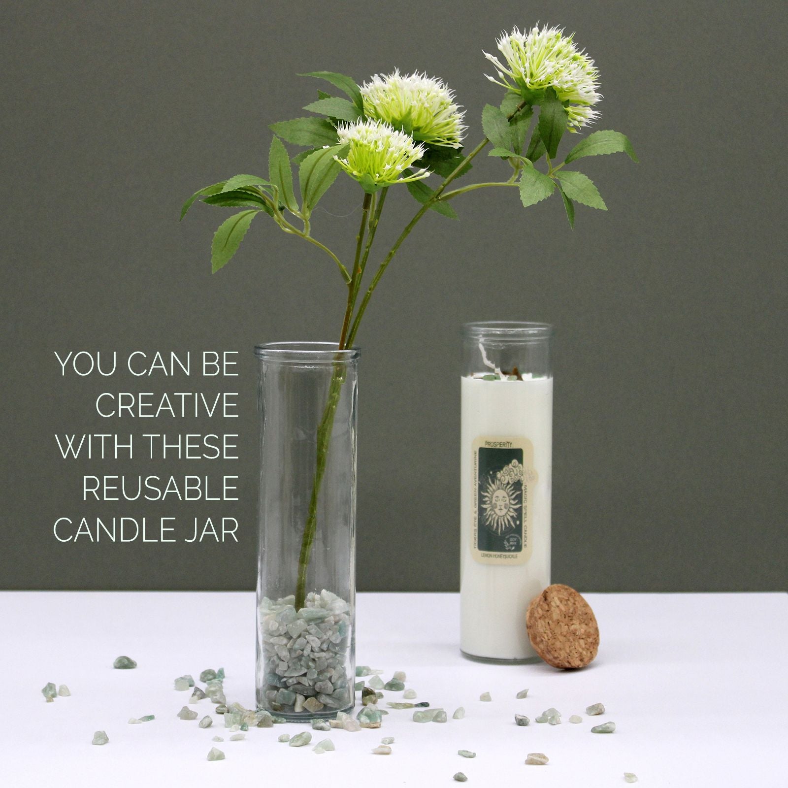Empty Candle Jar Reused as Vase with a flower in