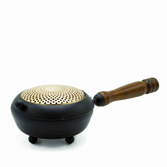 Large Iron Censer Incense Burner - Gold detail on a white background