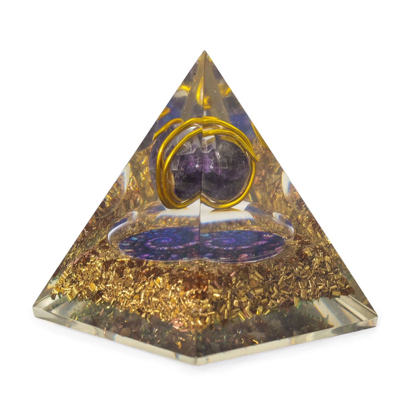 Med Orgonite Pyramids 7x6cm - Wrapped Amethyst - Copper Chips