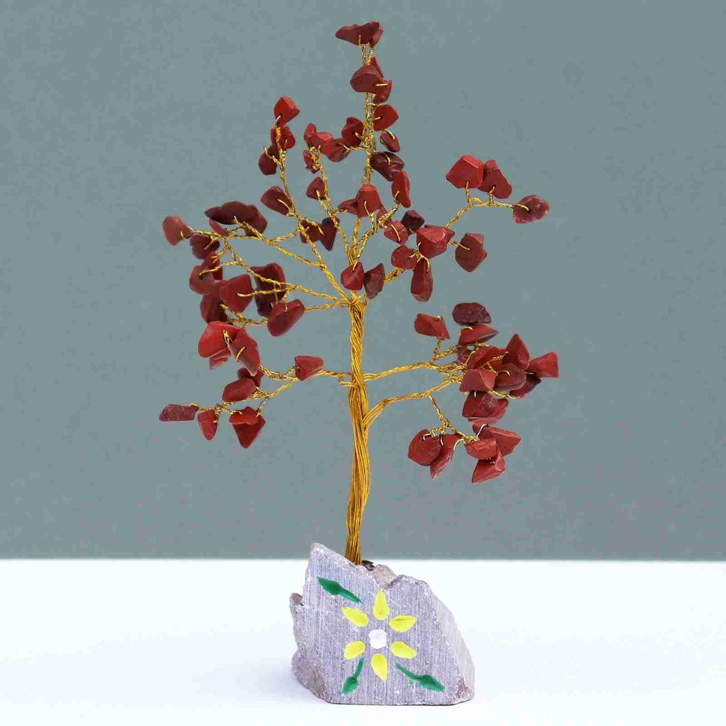 Indian Gemstone Tree - Red Jasper (80 Stones) on a grey background