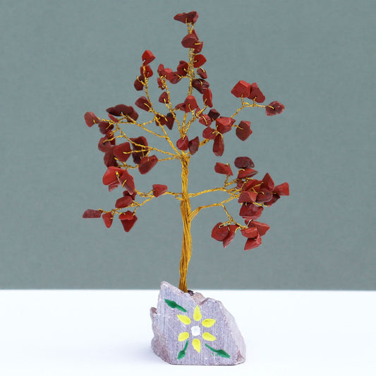 Indian Gemstone Tree - Red Jasper (80 Stones) on a grey background