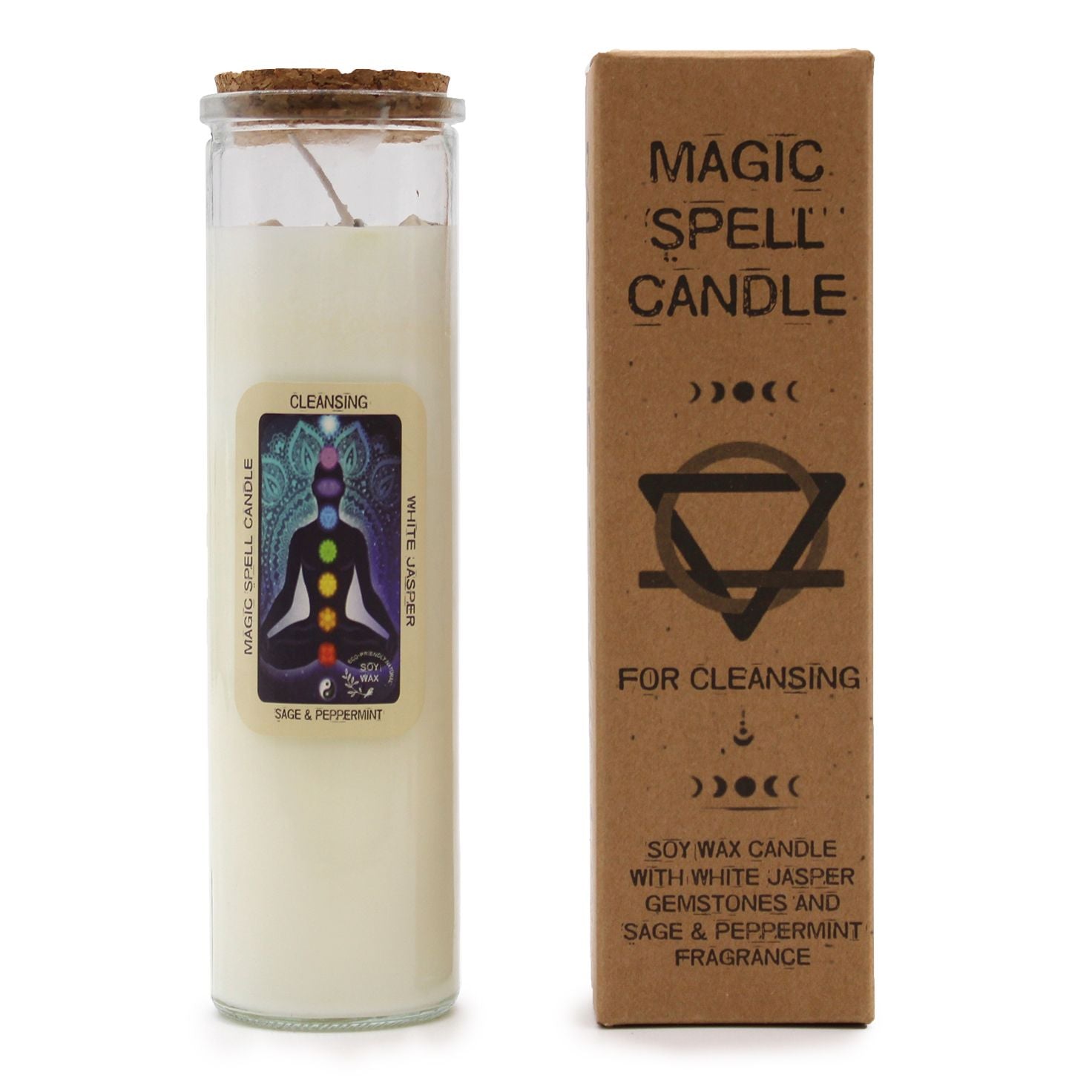 Magic Spell Candle - Cleansing, Sage and Peppermint Fragrance, with packaging