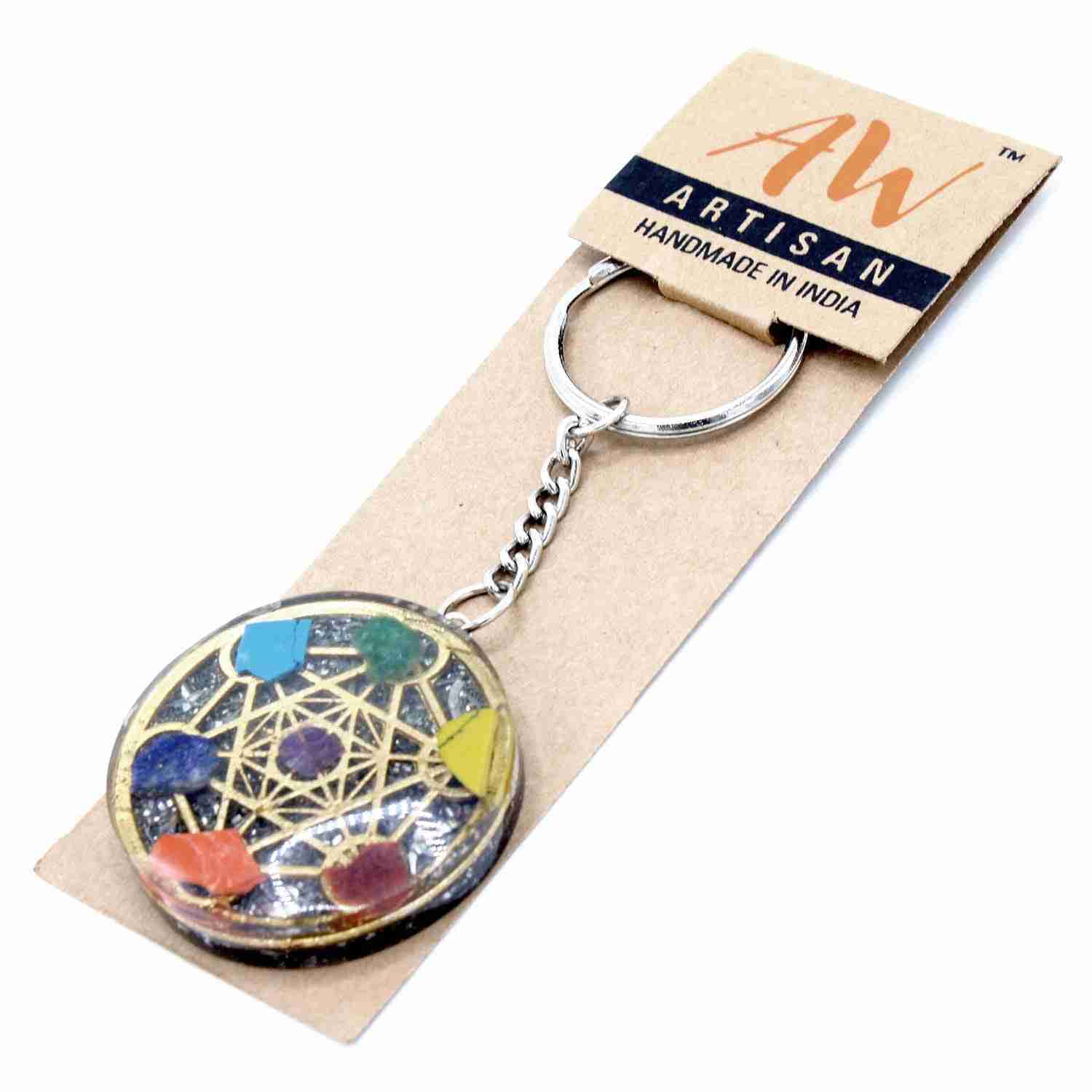 Orgonite Power Keyring - Round Seven Chakra