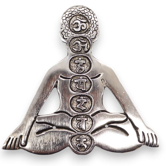 Polished Aluminum Seven Chakra Yoga Incense Holder on a white background