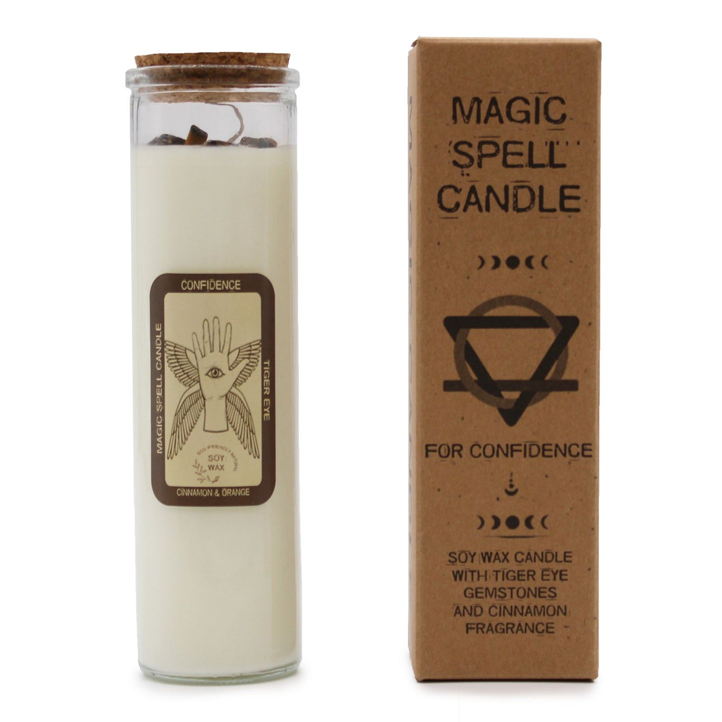 Magic Spell Candle - Confidence, Cinnamon and Orange scented with packaging