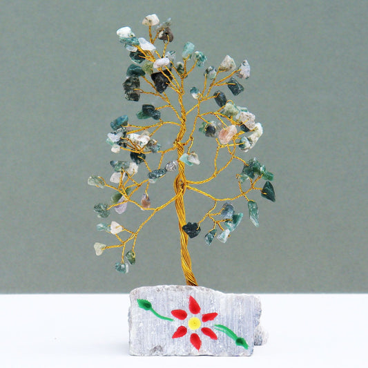 Indian Gemstone Tree - Moss Agate (80 Stones) on a grey background