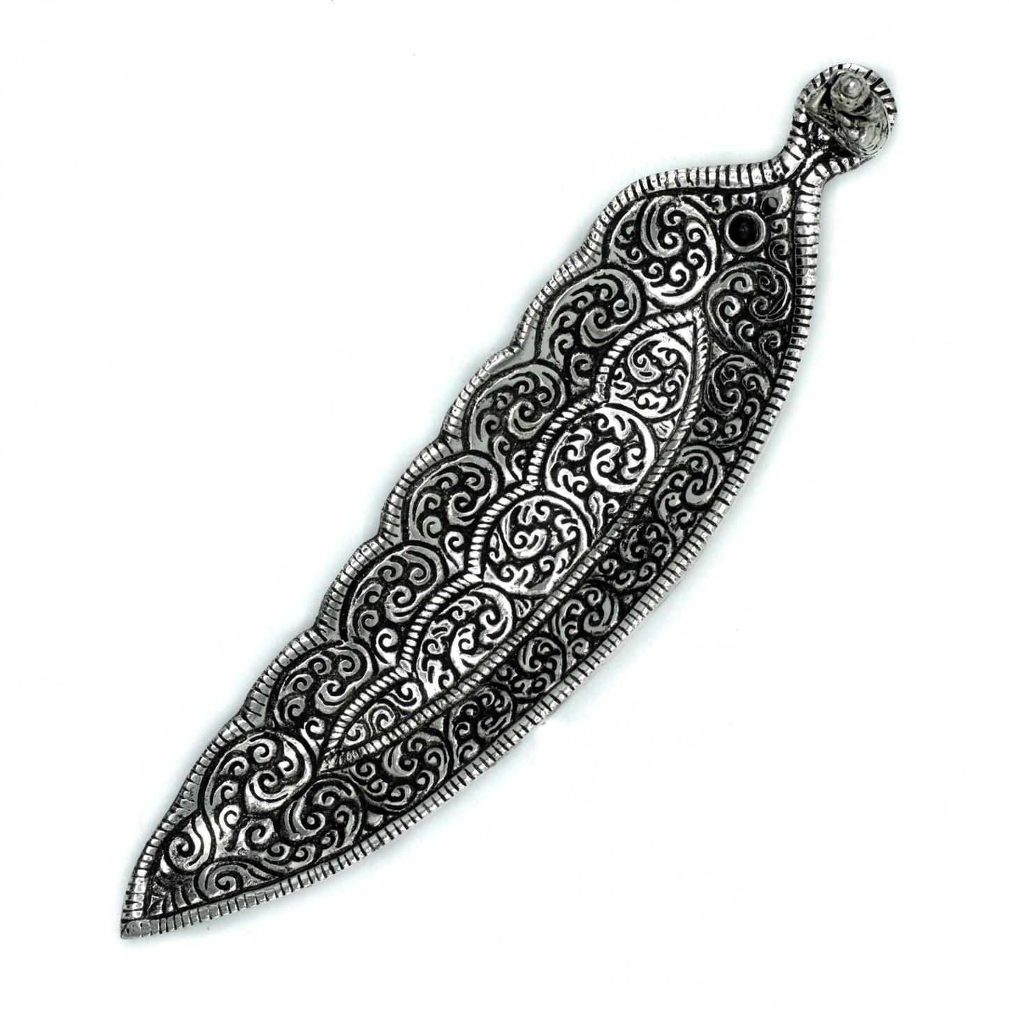 Polished Aluminium Buddha Long Shaped Incense Holder on a white background