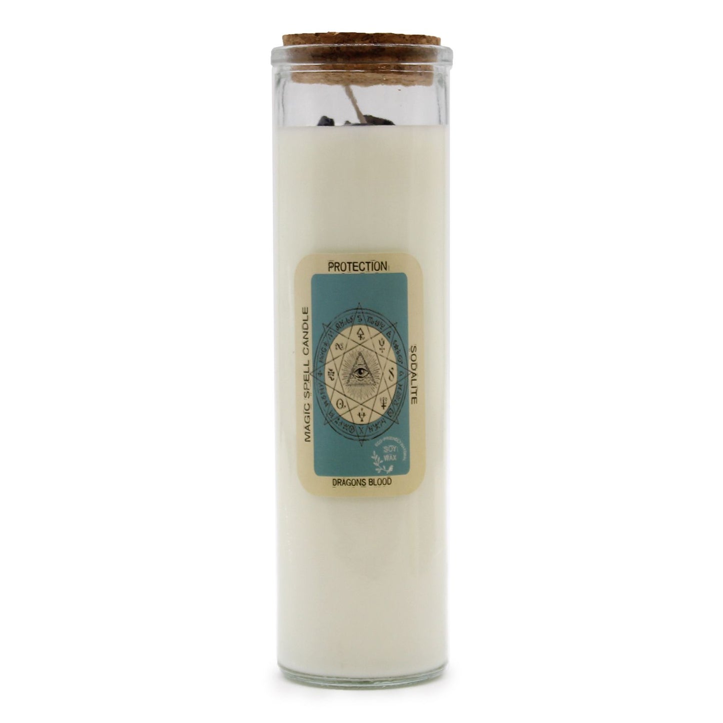 Magic Spell Candle - Protection, dragons blood on a white background