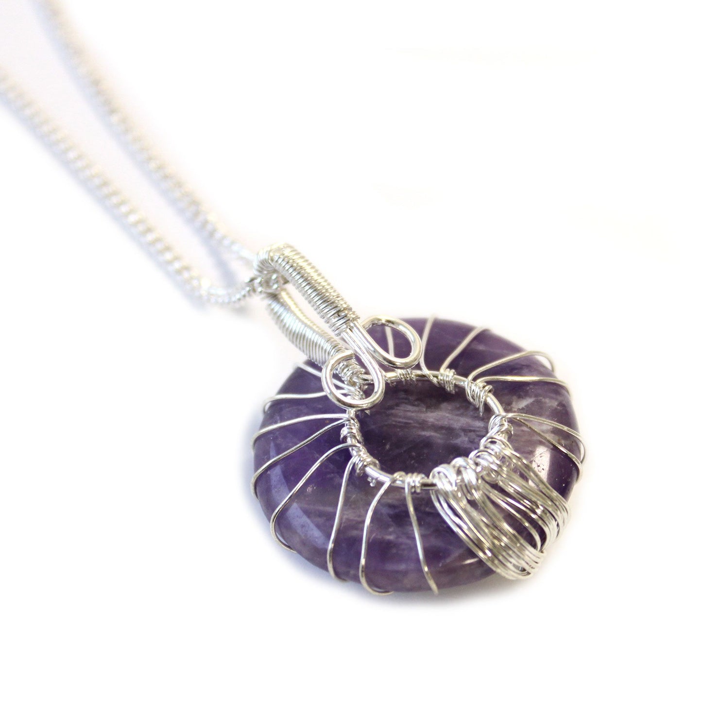 Tree of Life Gemstone Necklace - Amethyst.  other side of necklace