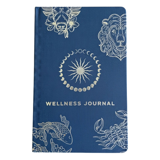 Midnight Blue Wellness Journal - 120 pages - Silver Zodiac Fron View