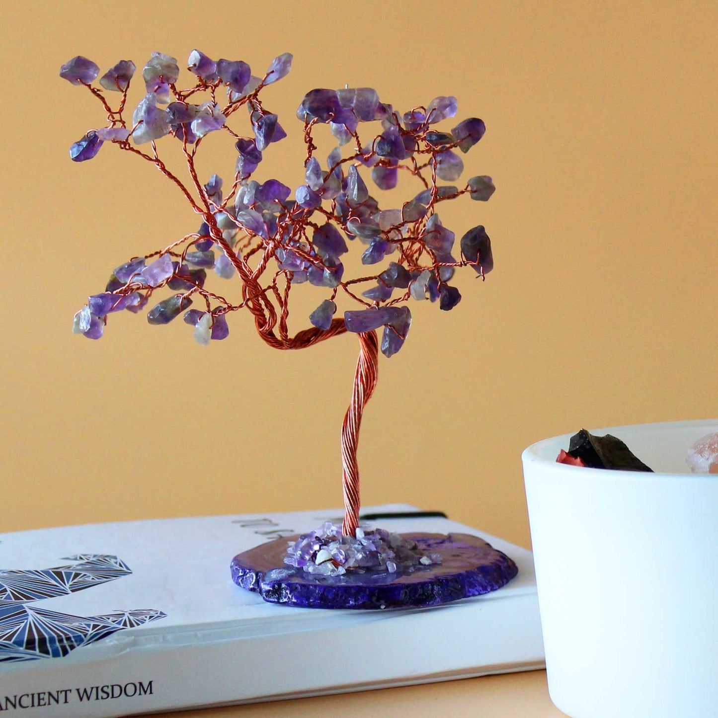 Large Gemstone Tree - Amethyst on Natural Agate Base