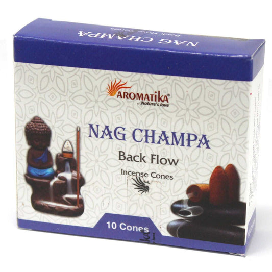 Aromatika Nag Champa incense cones packaging on a white background