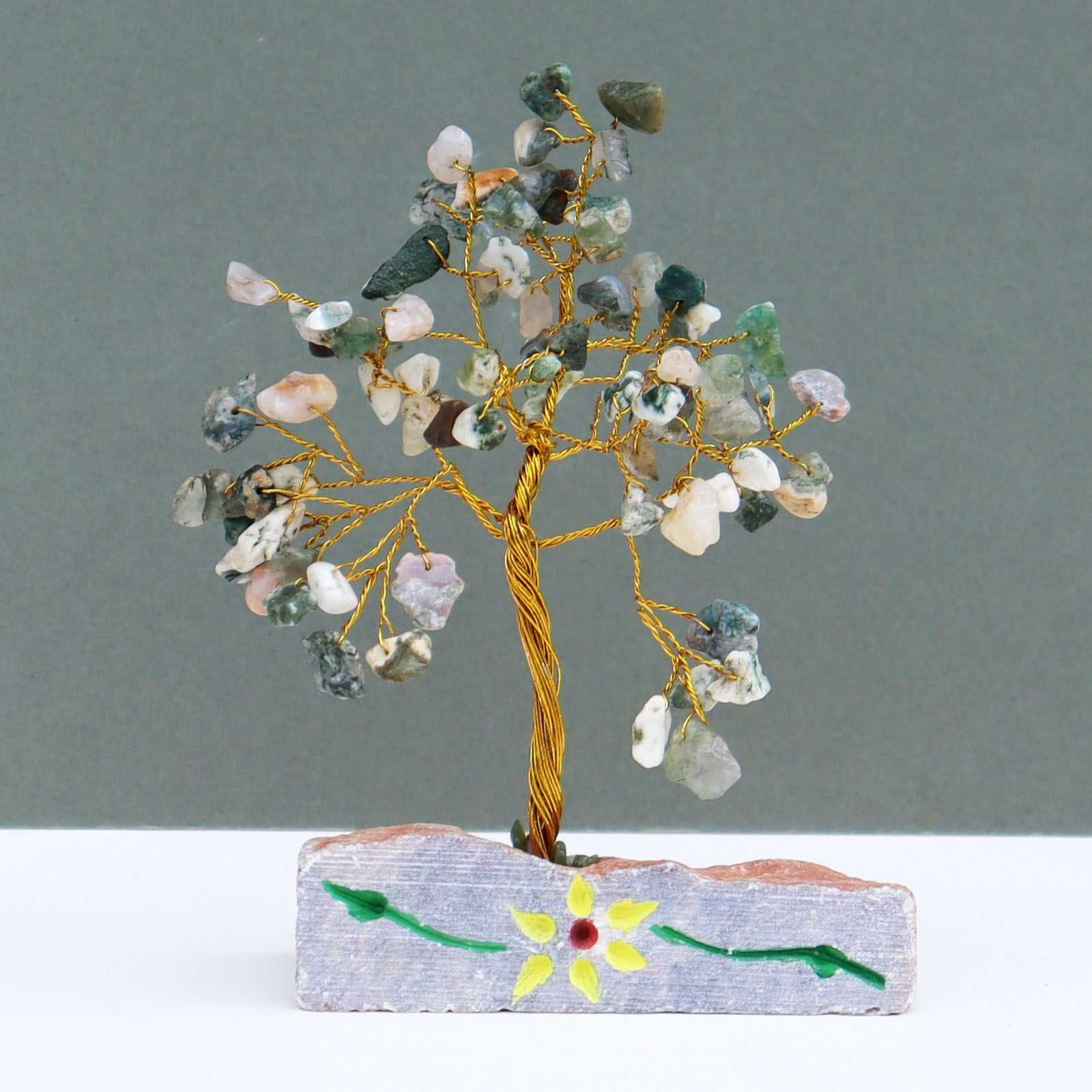 Indian Gemstone Tree - Tree Agate (80 Stones) on a grey background