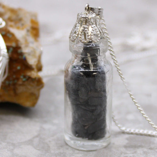 Bottled Gemstones Necklace - Black Onyx on a neutral background