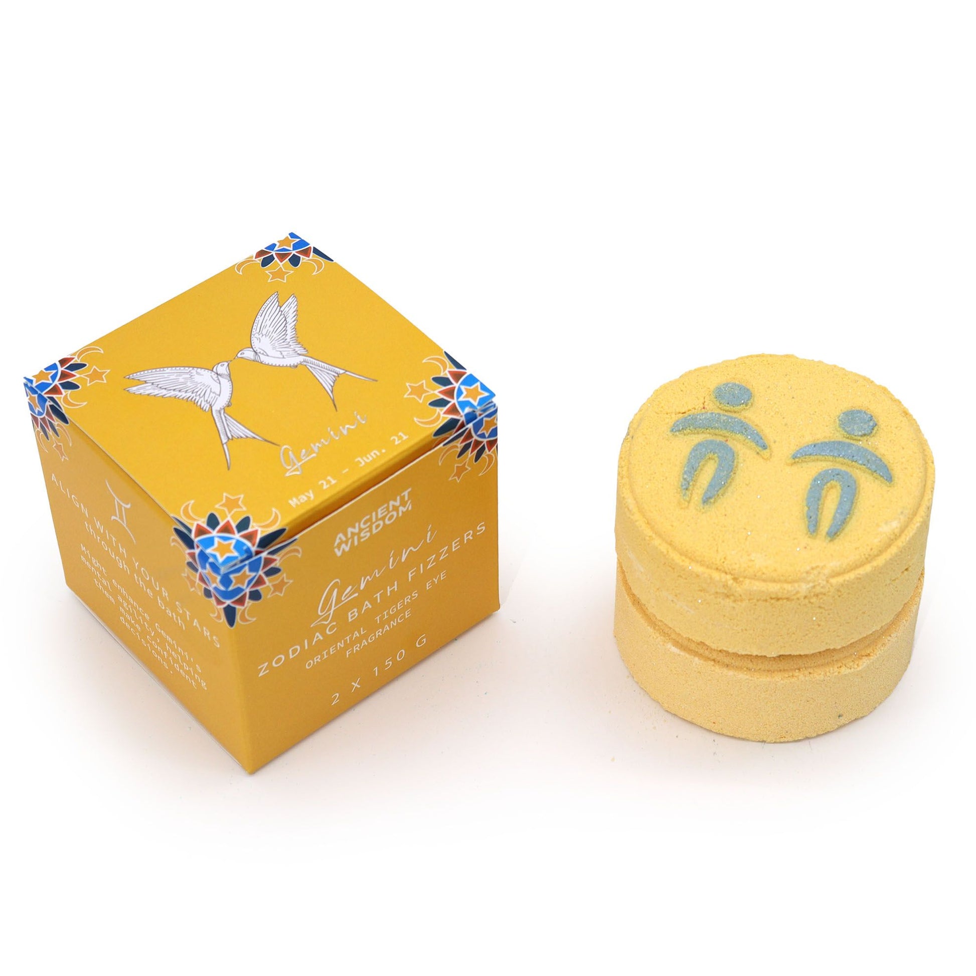 Set of Zodiac Bath Fizzers with Horoscope - Gemini with packaging