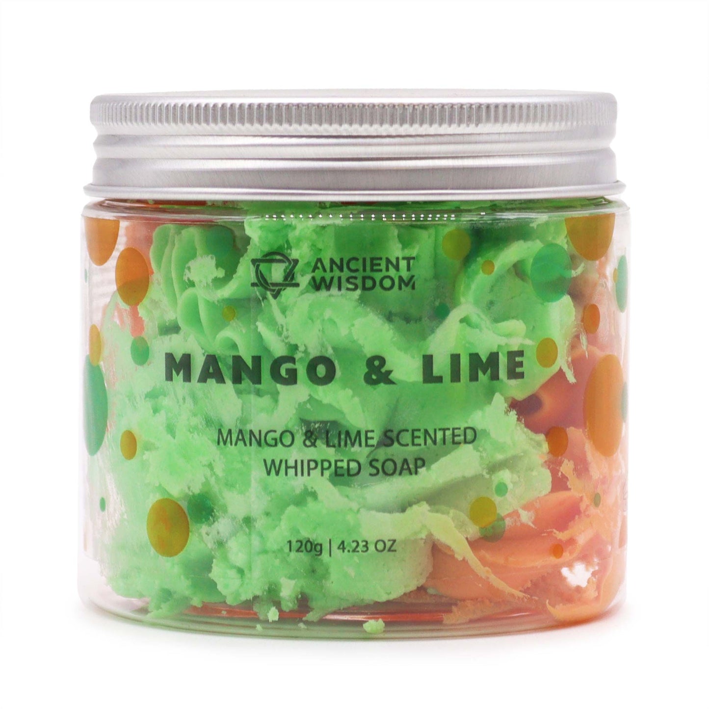 Mango & Lime Whipped Soap 120g clear jar with branding