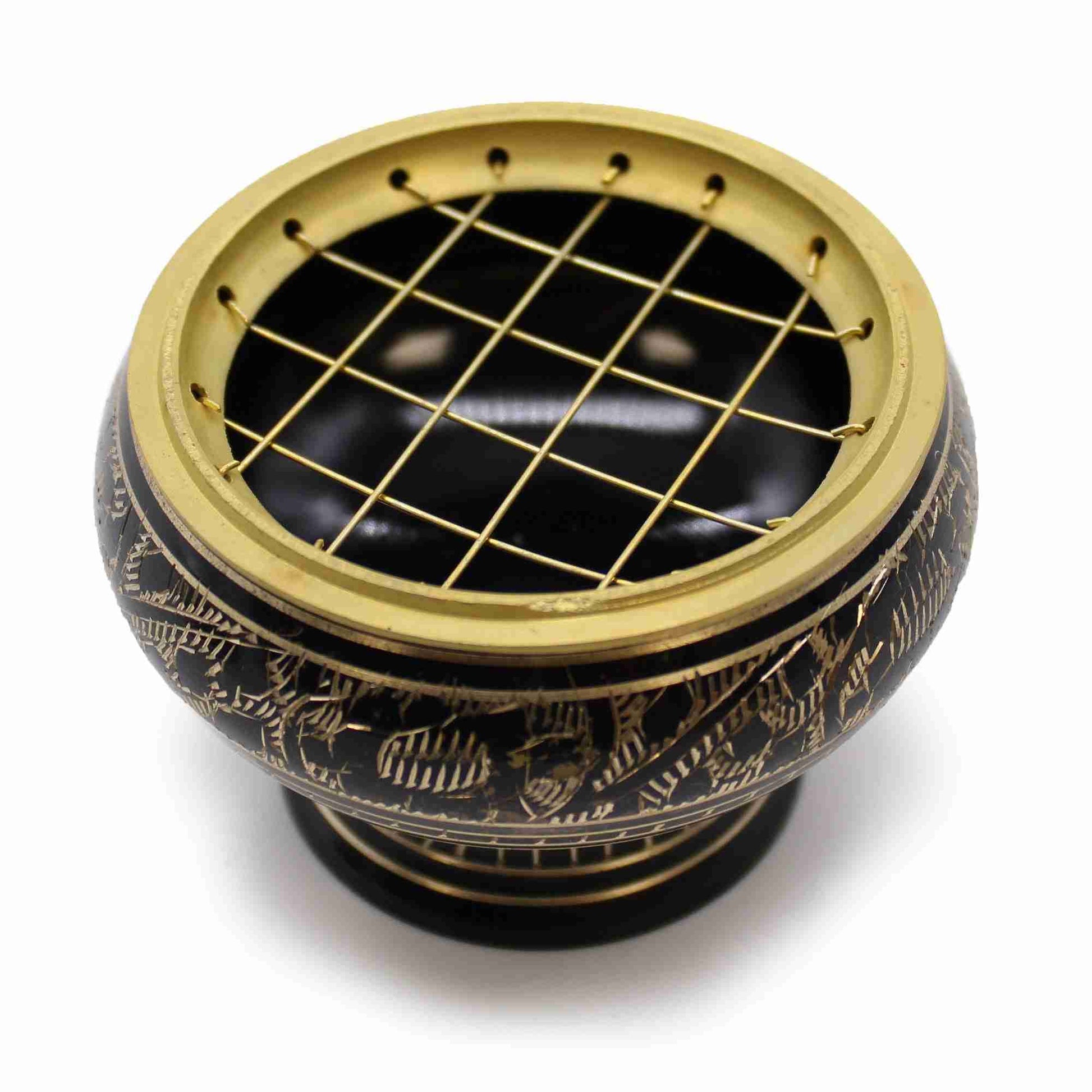 Brass Charcoal Burner - Compact Design top view