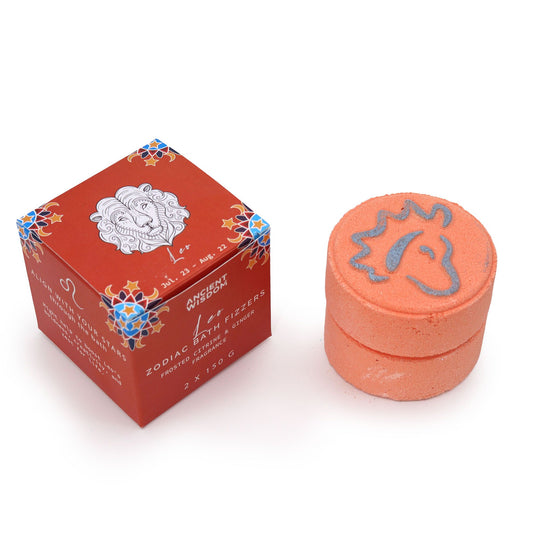 Set of Zodiac Bath Fizzers with Horoscope - Leo with packaging
