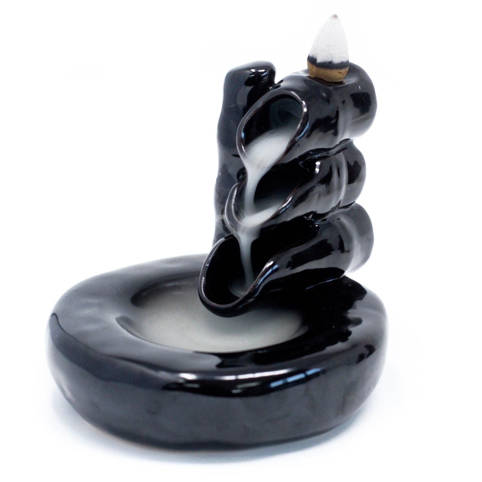 Back Flow Incense Burner - Bamboo & Pool showing effect