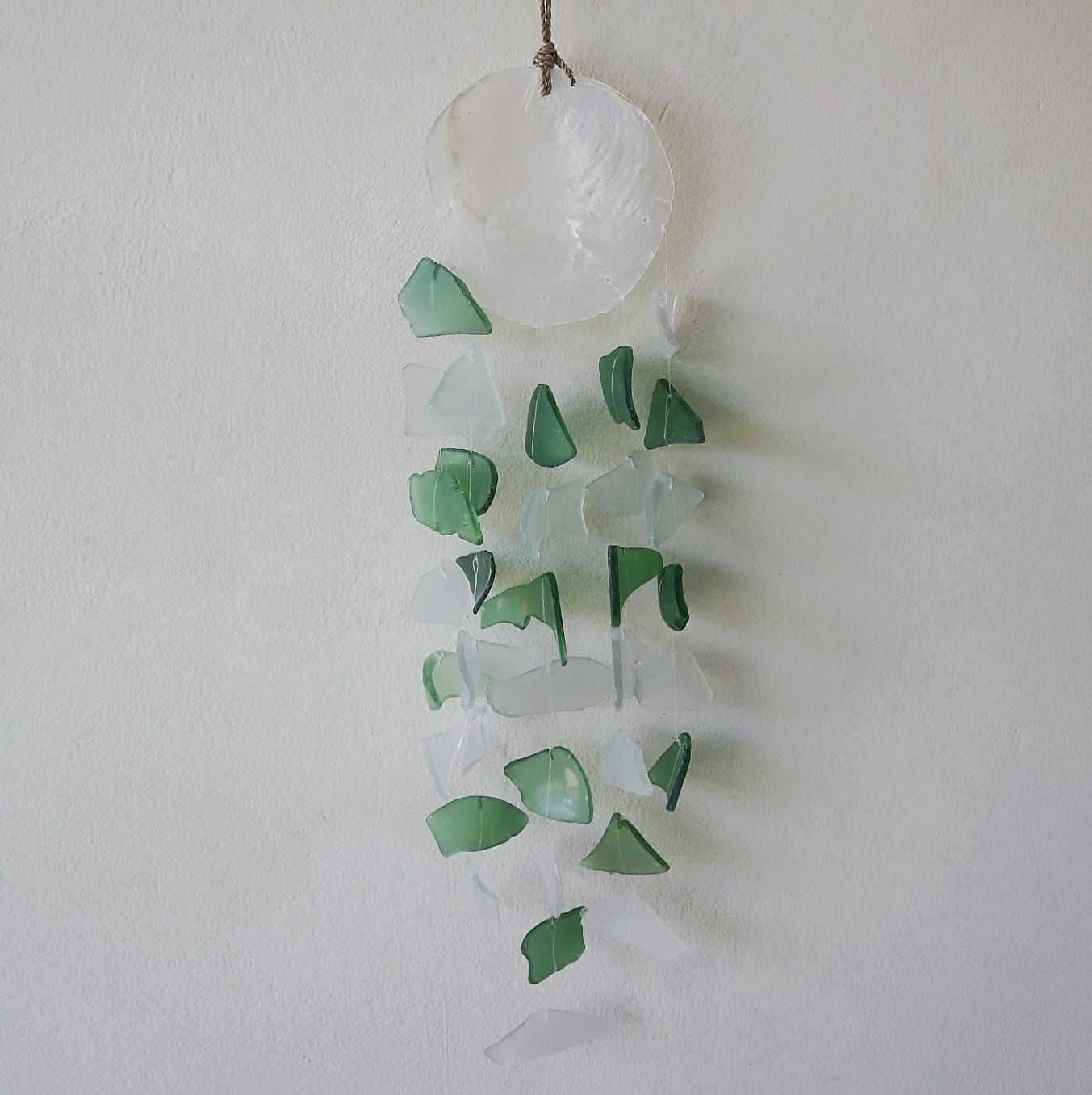 Copis & Glass Drop - Green & White Glass on a white background
