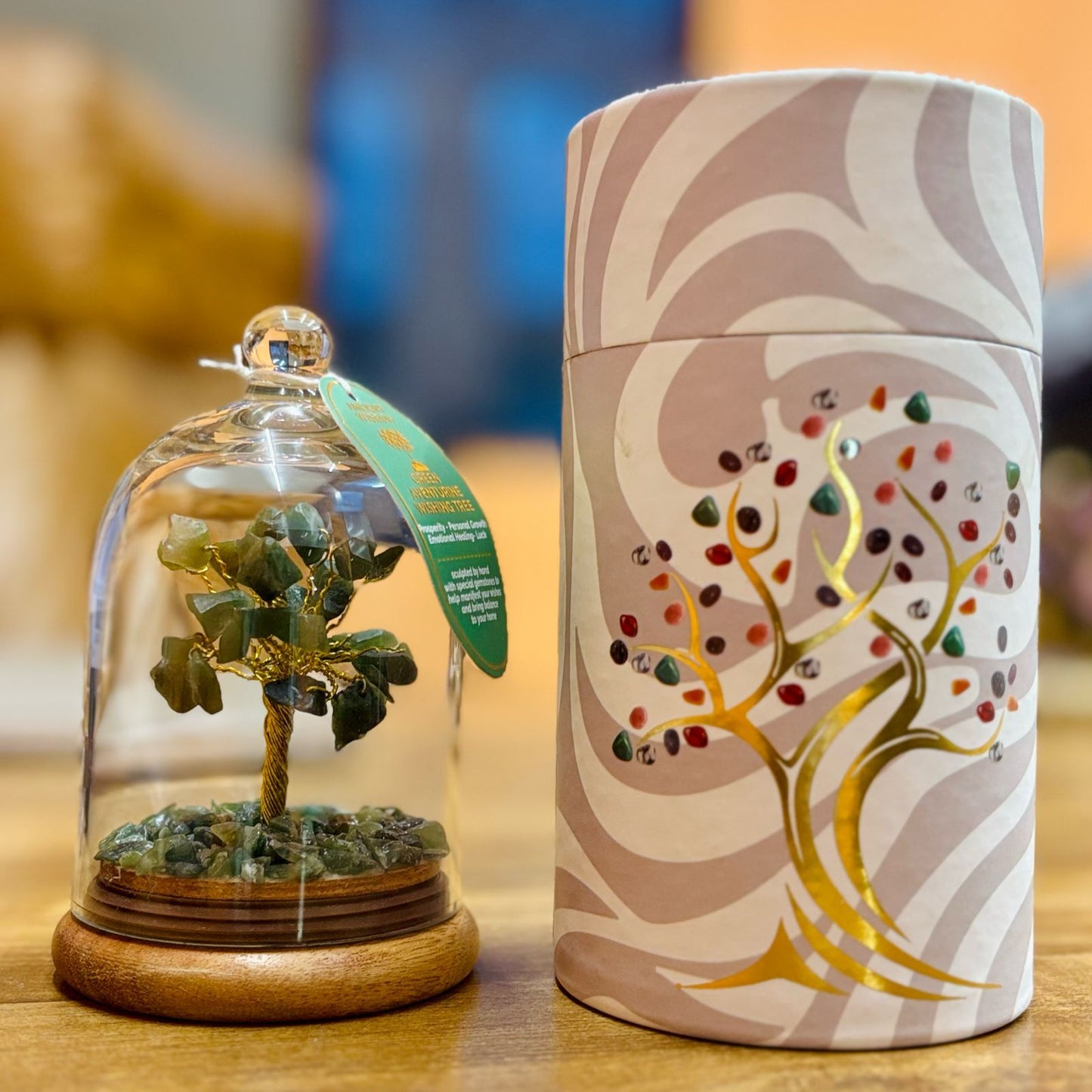 Green aventurine gemstone dome garden with 30 chipstones - prosperity crystal gift