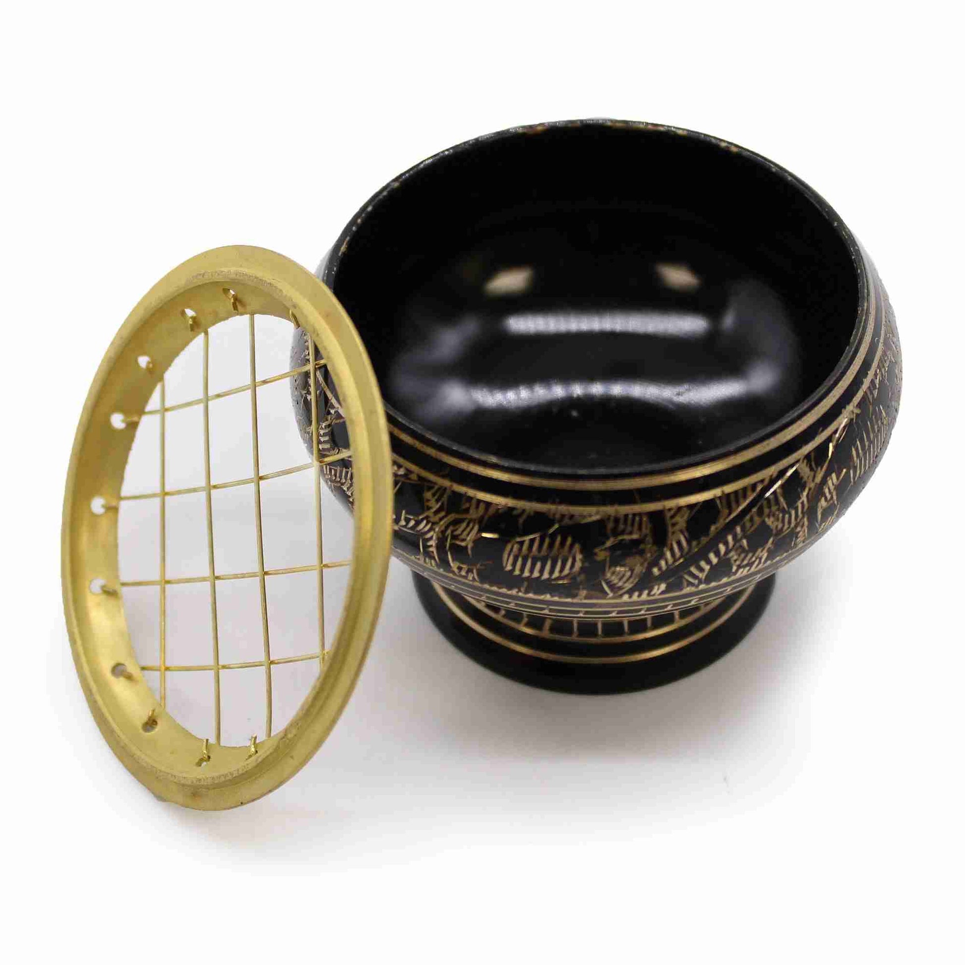 Brass Charcoal Burner - Compact Design mesh grid removed