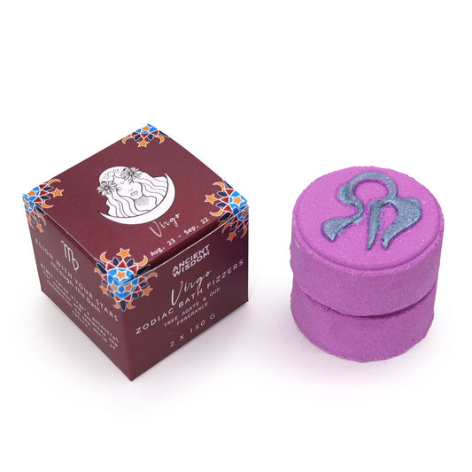 Set of Zodiac Bath Fizzers with Horoscope - Virgo with box packaging