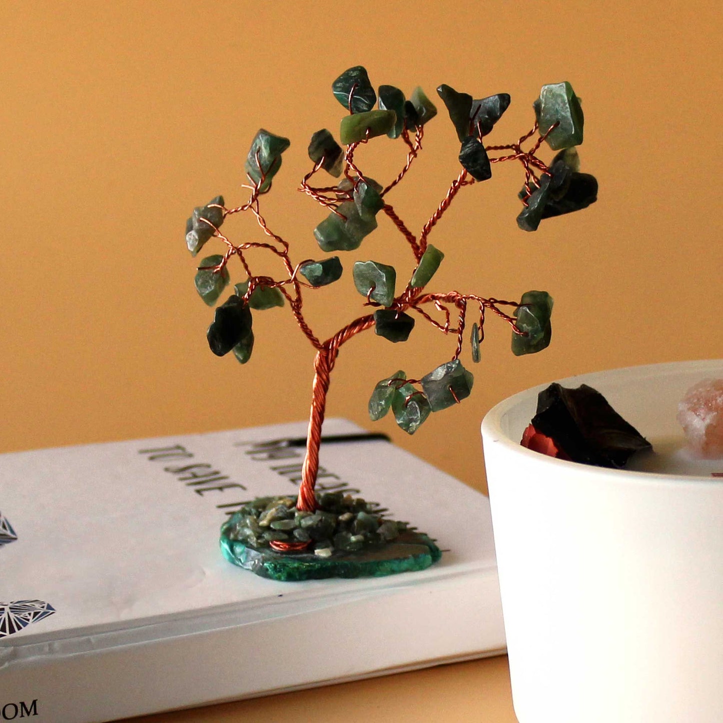 Green Aventurine Gemstone Wishing Tree on Green Agate Base