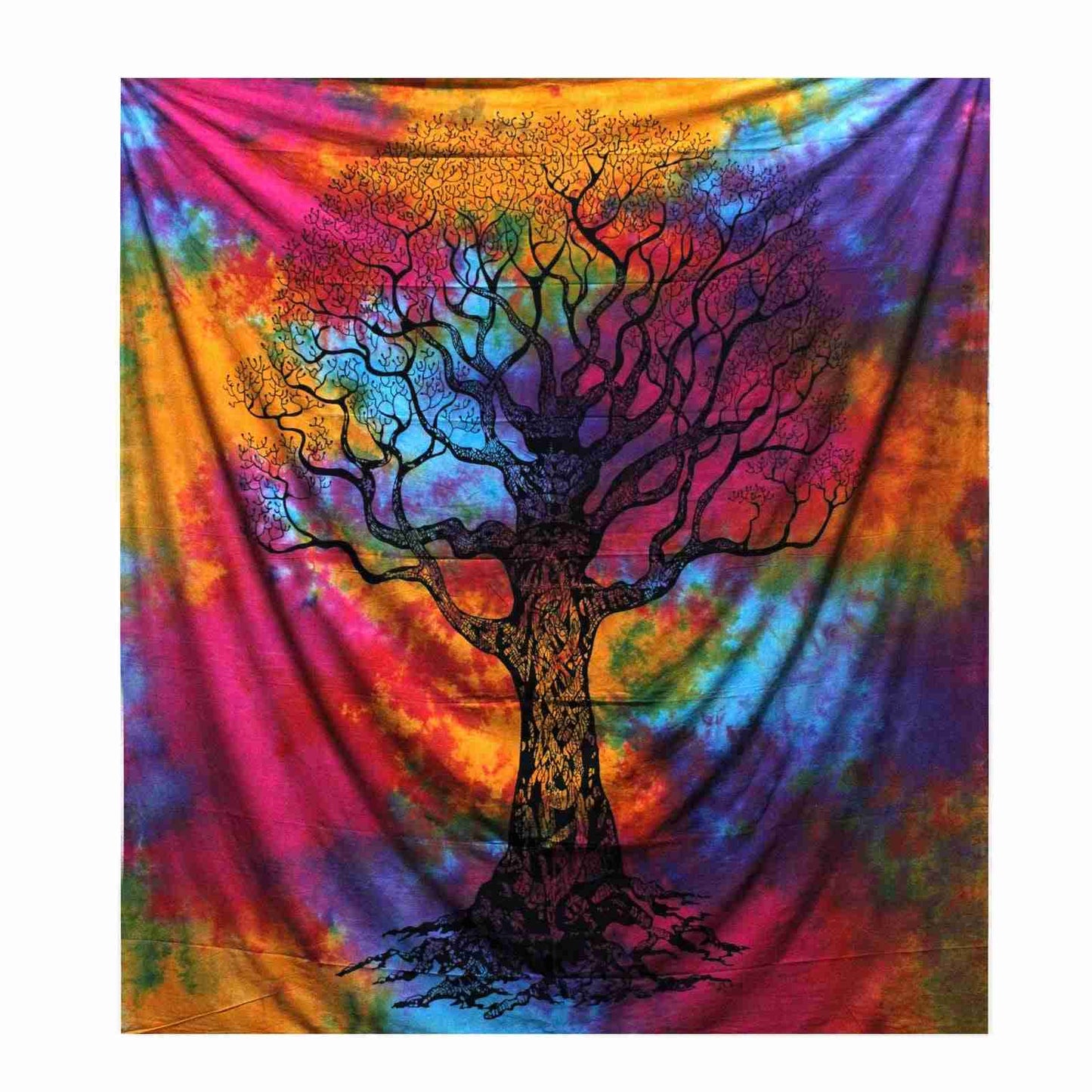 Double Cotton Bedspread / Wall Hanging - Winter Tree on a white background
