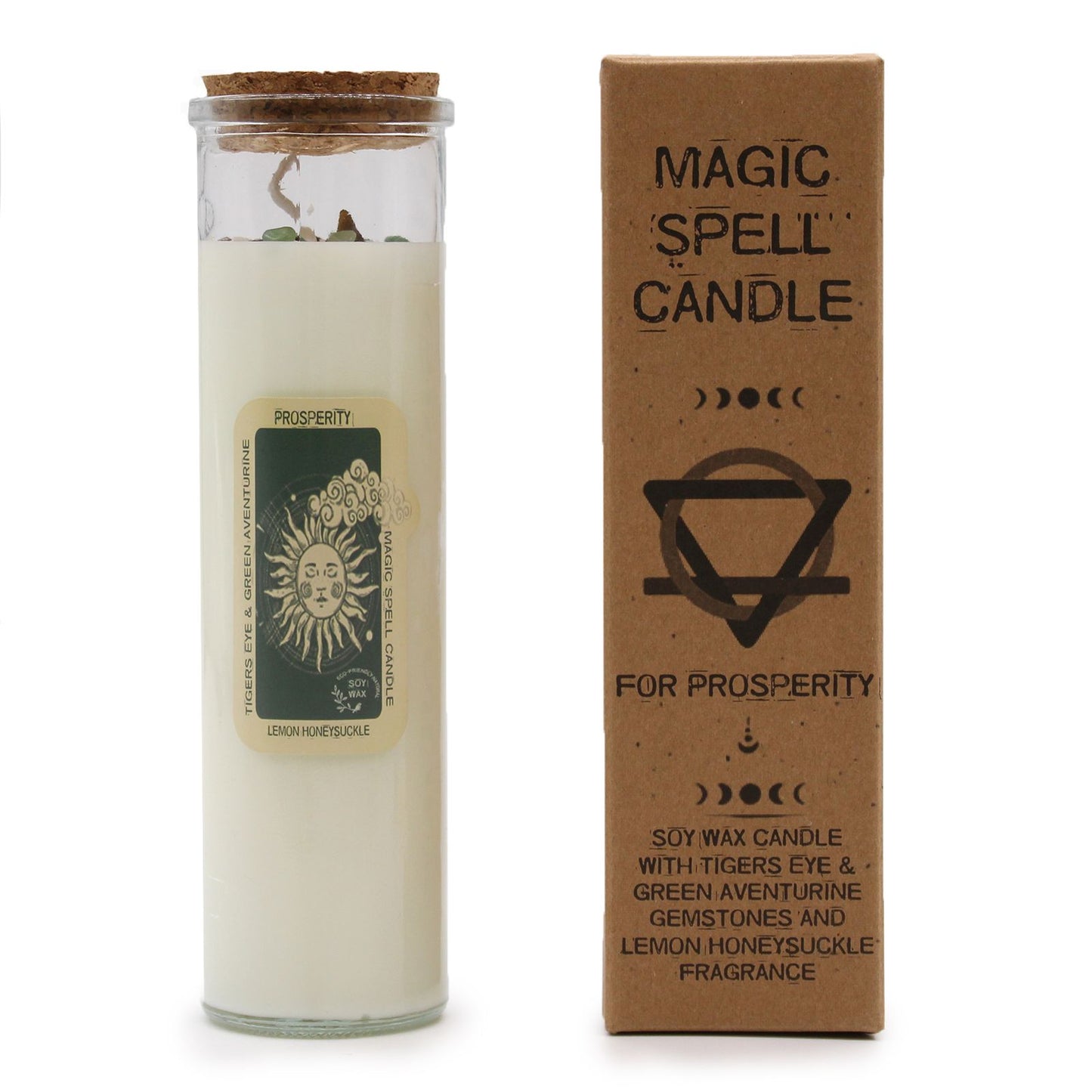 Magic Spell Candle - Prosperity, Lemon Honeysuckle Fragrance, wth packaging