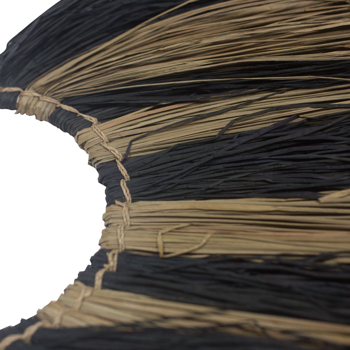 Large Seagrass Fan Wall Decor - Zebra - close up view