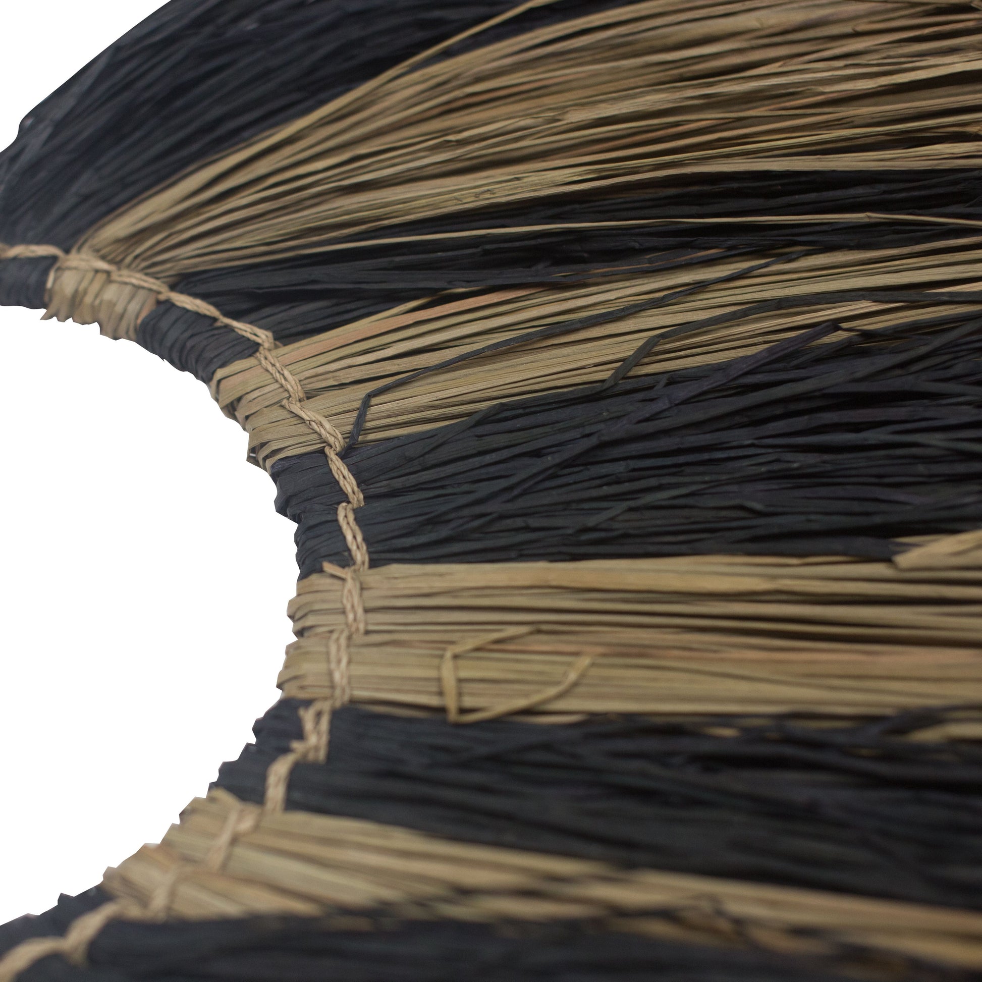 Large Seagrass Fan Wall Decor - Zebra - close up view