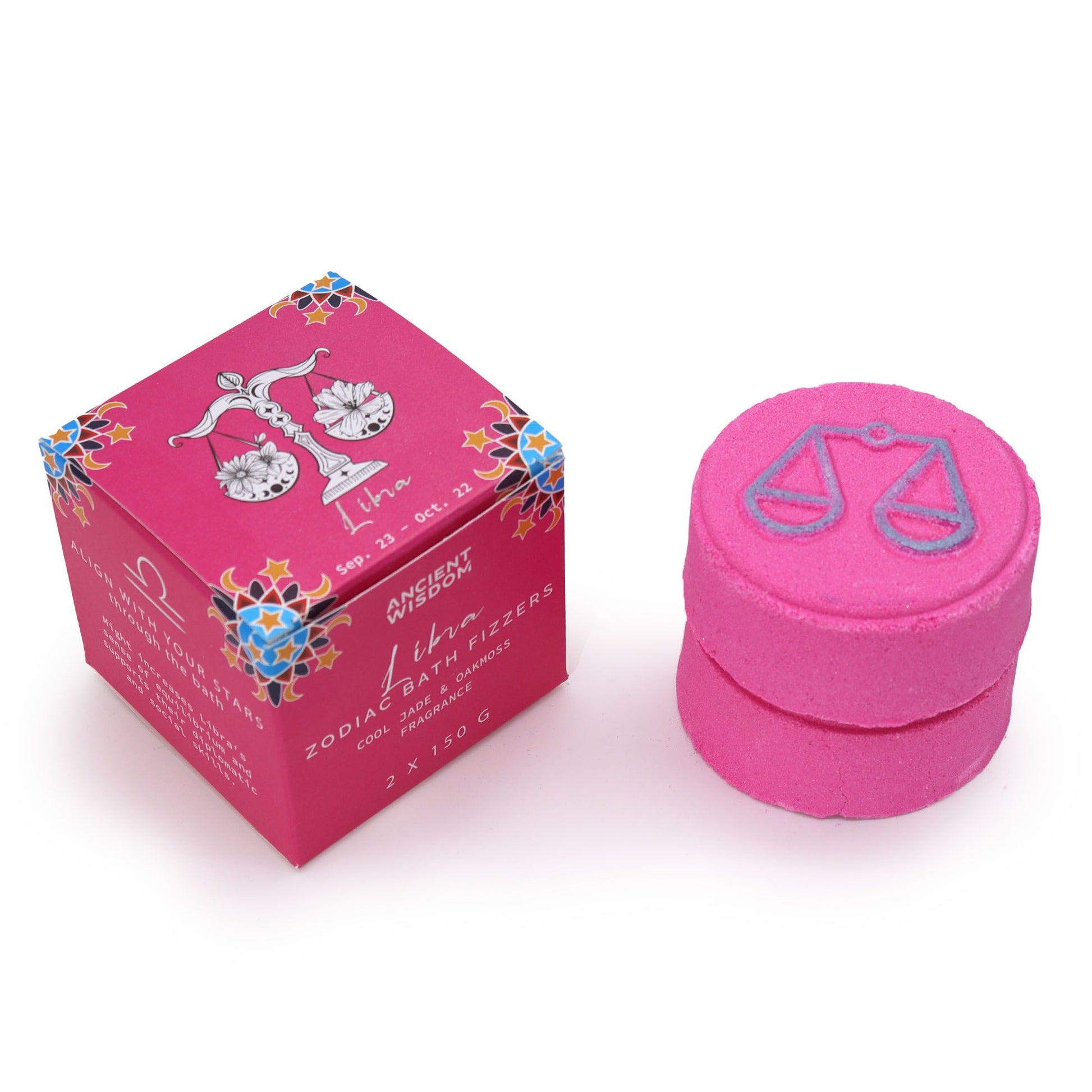Set of Zodiac Bath Fizzers with Horoscope - Libra with box packaging