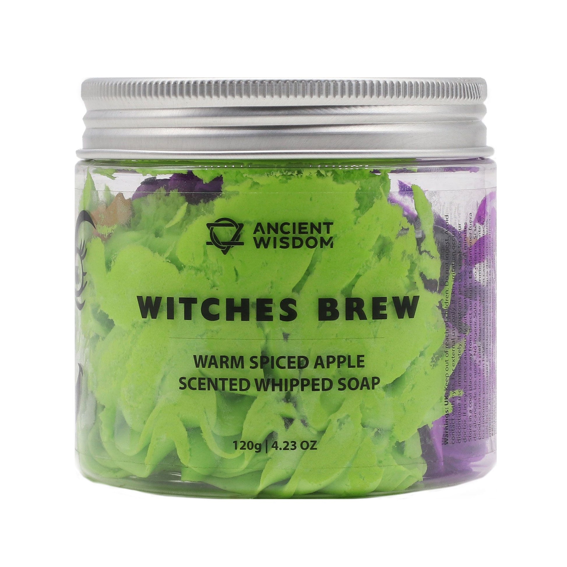 Jar of 'Witches Brew' scented whipped soap 120g.