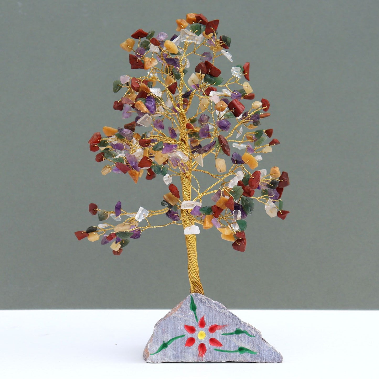 Indian Gemstone Tree - Multi-Gem (320 Stones) on a grey background