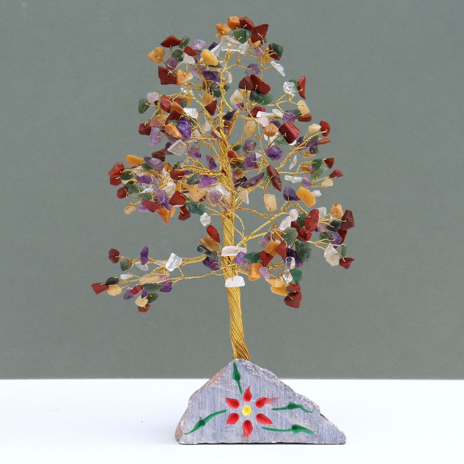 Indian Gemstone Tree - Multi-Gem (320 Stones) on a grey background