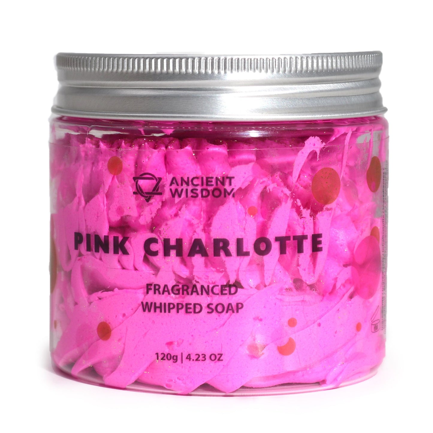 Pink Charlotte Whipped Cream Soap 120g clear jar.