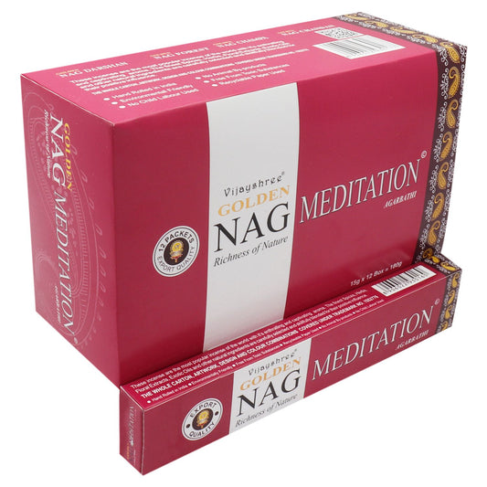 Vijayshree Golden Nag Meditation incense packaging on a white background